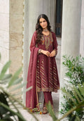 Burgundy Silk Embroidered Kurti Set