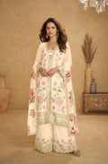 Ivory Chinon Floral Printed Suit