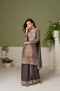 Smoky Mauve Chinon Embroidered Sharara Set