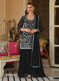 Black Georgette Embroidered Sharara Set