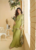 Pistachio Green Chinon Embroidered Suit
