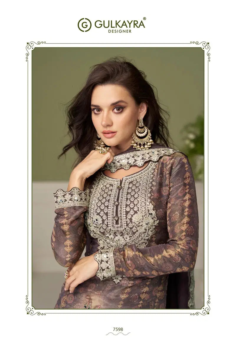 Smoky Mauve Chinon Embroidered Sharara Set