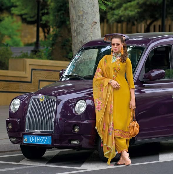 Mustard Milan Silk Suit