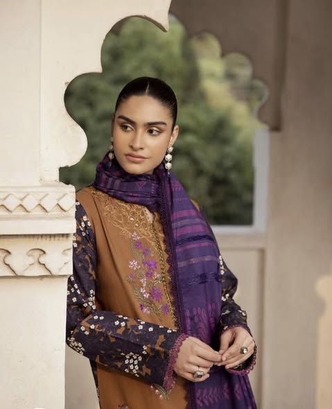 Brown Khaddar Embroidered Suit
