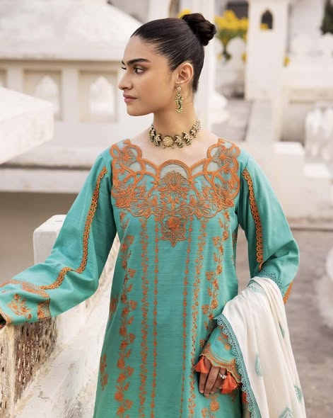 Teal Khaddar Embroidered Suit