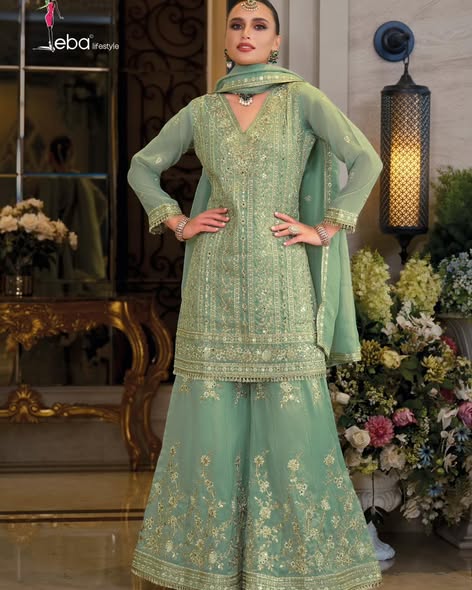 Mint Heavy Embroidered Suit
