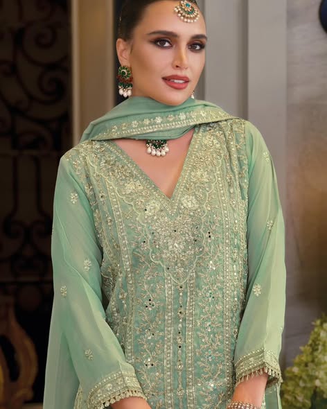 Mint Heavy Embroidered Suit
