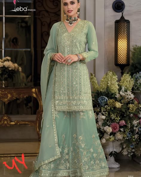 Mint Heavy Embroidered Suit