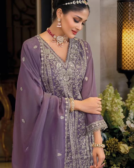 Lavender Heavy Embroidered Suit