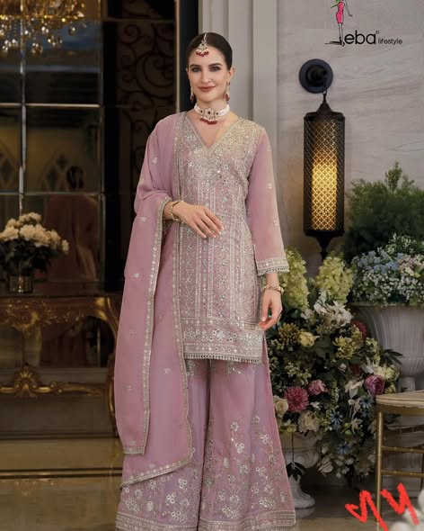 Blush Pink Heavy Embroidered Suit