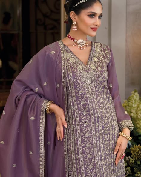 Lavender Heavy Embroidered Suit