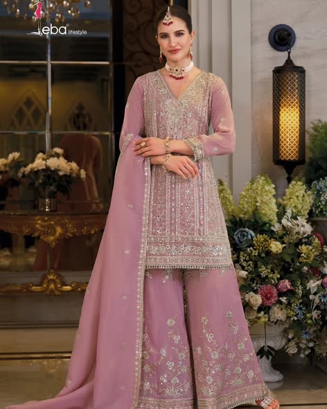 Blush Pink Heavy Embroidered Suit