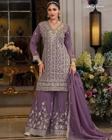 Lavender Heavy Embroidered Suit