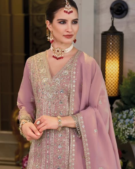 Blush Pink Heavy Embroidered Suit