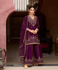 Purple Silk Sharara Set