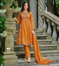 Orange Shimmer Silk Suit