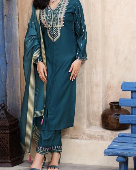Teal Viscose Suit