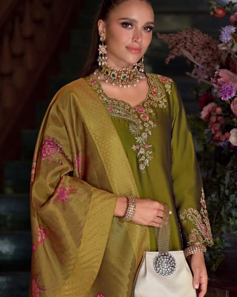 Olive Viscose Suit