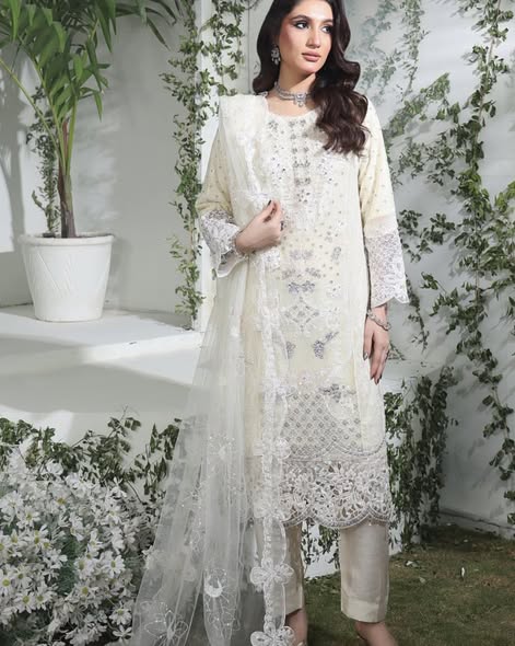 Ivory Chiffon Suit