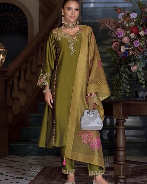 Olive Viscose Suit
