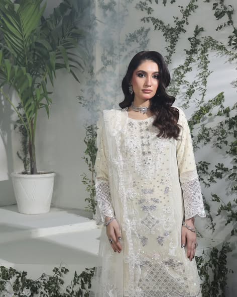 Ivory Chiffon Suit