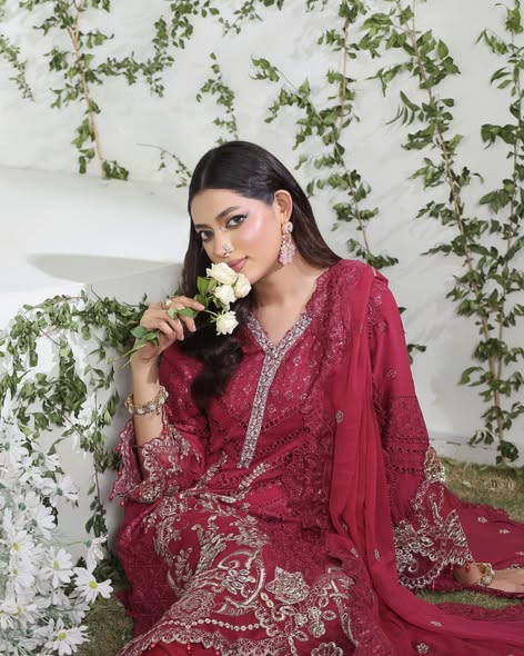 Red Bridal Chiffon Suit