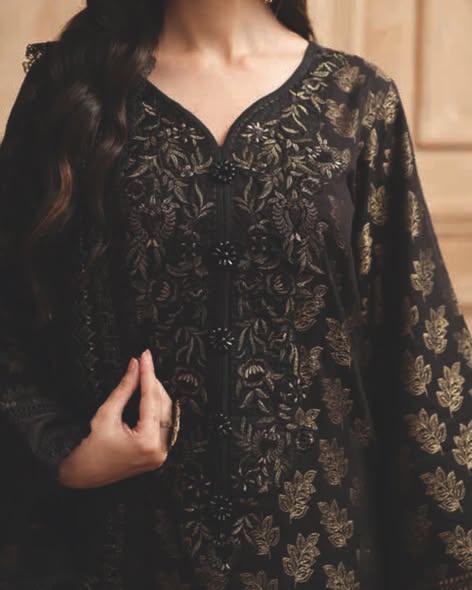 Black Khaddar Suit
