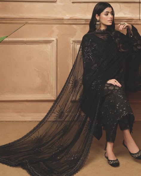 Black Khaddar Suit