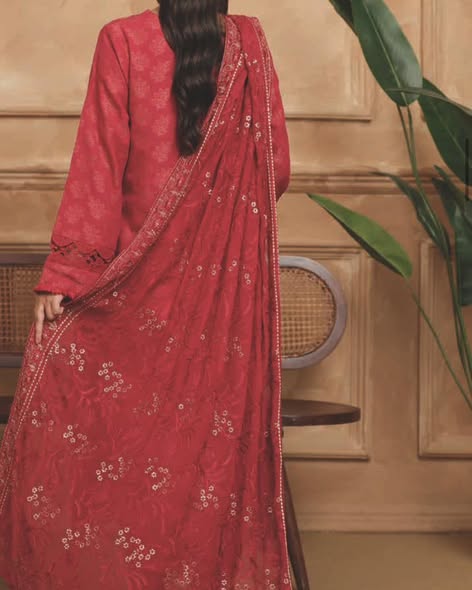 Red Khaddar Suit