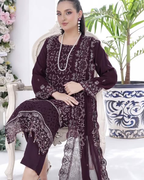 Deep Plum Chiffon Suit