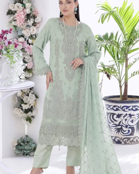 Sage Green Chiffon Suit