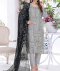 Grey Chiffon Embroidered Suit