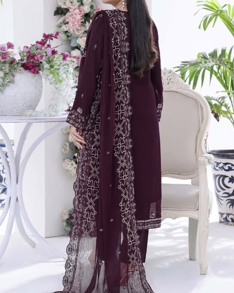 Deep Plum Chiffon Suit