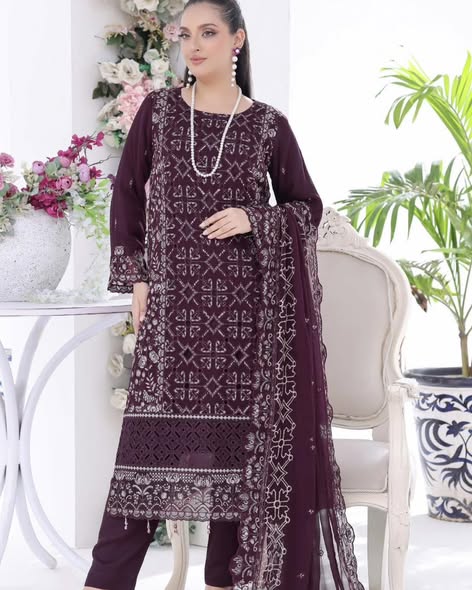Deep Plum Chiffon Suit
