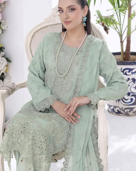 Sage Green Chiffon Suit