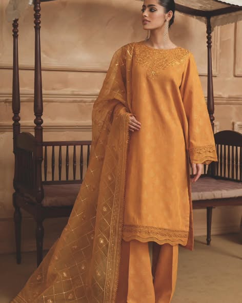 Mustard Khaddar Suit