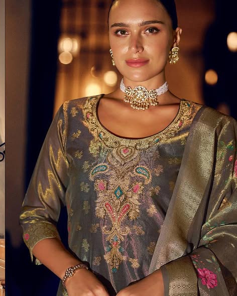 Teal Banarasi Jacquard Suit