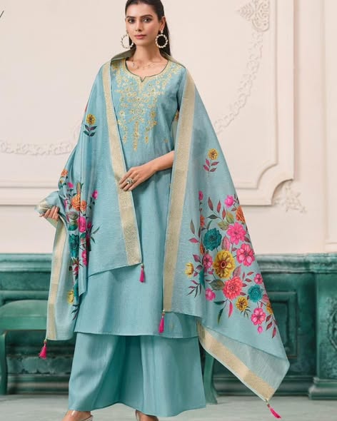 Sky Blue Roman Silk Suit