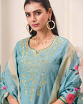 Sky Blue Roman Silk Suit