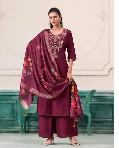 Wine Roman Silk Suit