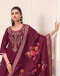 Wine Roman Silk Suit