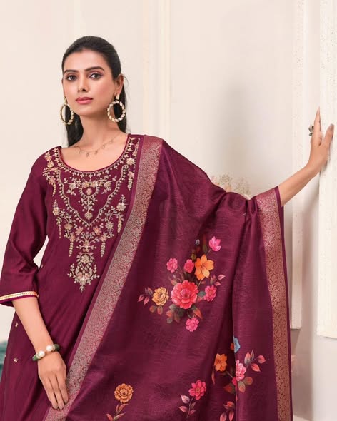 Wine Roman Silk Suit