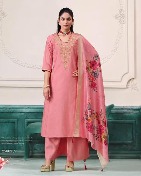 Peach Roman Silk Suit