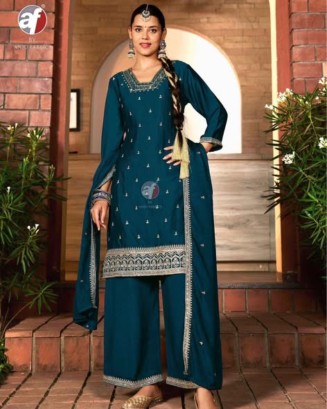 Teal Chinon Suit