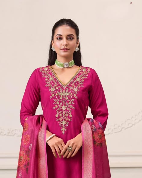 Hot Pink Roman Silk Suit