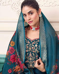 Teal Roman Silk Suit