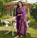 Purple Dola Silk Embroidered Suit – Size 48