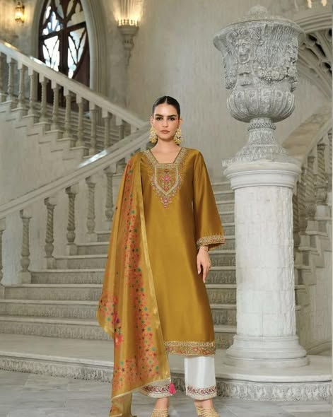 Silk Mustard Statement Set