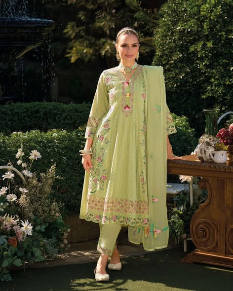 Sage Cotton Anarkali