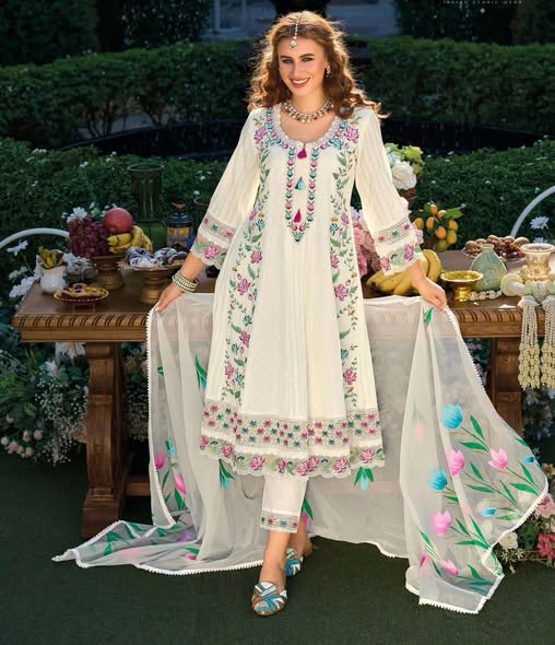 White Cotton Anarkali